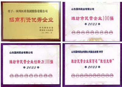 【喜讯】AG旗舰厅医药及下属山东AG旗舰厅药业喜获2023潍坊招商引资优秀企业、潍坊民营企业100强等多项荣誉